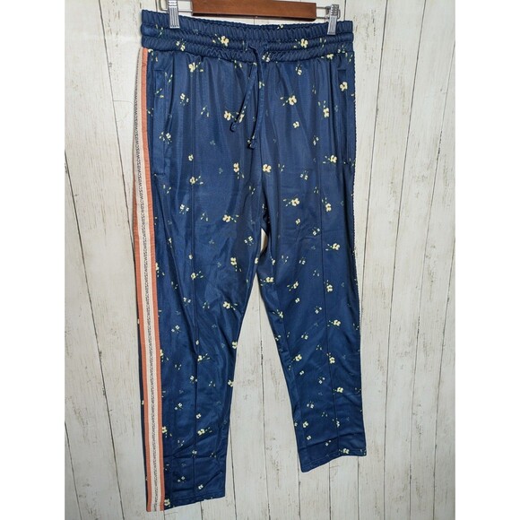 WESC Floral Track Pants Blue Side Stripe Womens XL Joggers Athleisure Y2K Sporty - Picture 2 of 5